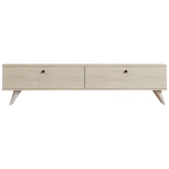 Mobili Porta Tv > Dmora Mobile Porta tv 2 Vani 2 Ante 160x25x40h cm, Apertura a Ribalta - Atestino Beige Marmo
