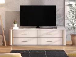 Mobili Porta Tv > Dmora Mobile Porta tv Beige Marrone 4 Cassetti un Ripiano 176.5x40x52h cm, Apertura Scorrevole - Terenzo Marrone, Beige