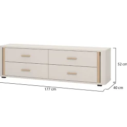 Mobili Porta Tv > Dmora Mobile Porta tv Beige Marrone 4 Cassetti un Ripiano 176.5x40x52h cm, Apertura Scorrevole - Terenzo Marrone, Beige