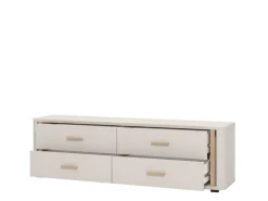 Mobili Porta Tv > Dmora Mobile Porta tv Beige Marrone 4 Cassetti un Ripiano 176.5x40x52h cm, Apertura Scorrevole - Terenzo Marrone, Beige