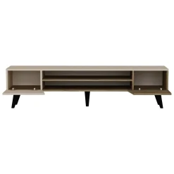 Mobile Porta tv Beige Marrone Noce un Ripiano 4 Vani 180x37x45h cm, 2 Ante - Lei