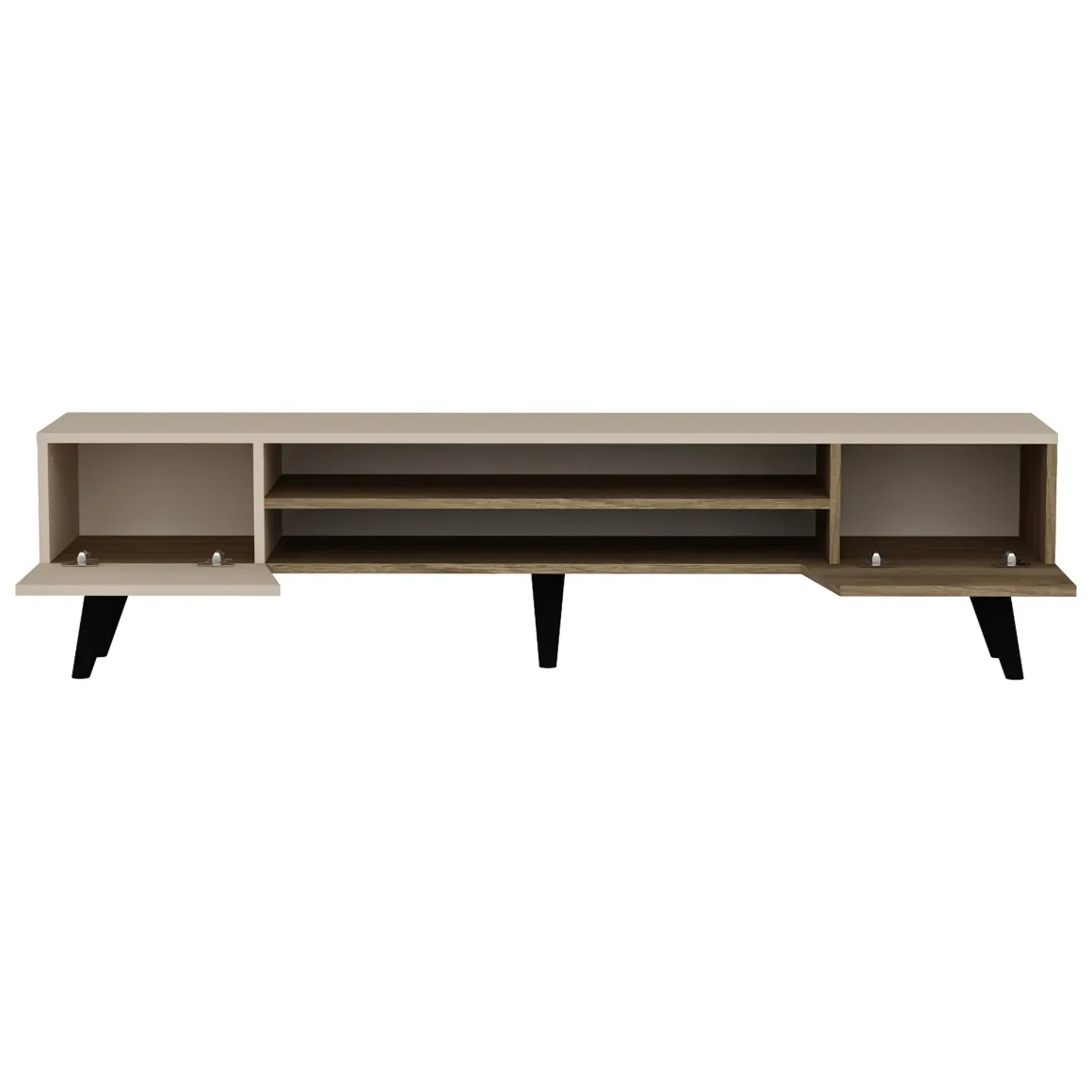 Mobile Porta tv Beige Marrone Noce un Ripiano 4 Vani 180x37x45h cm, 2 Ante - Lei