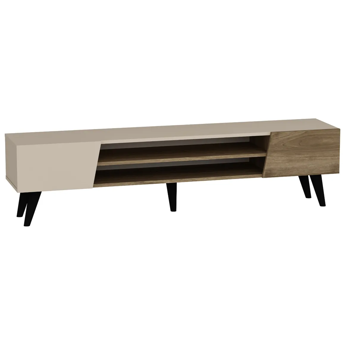 Mobile Porta tv Beige Marrone Noce un Ripiano 4 Vani 180x37x45h cm, 2 Ante - Lei