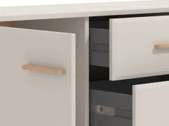 Mobile Porta tv Beige Marrone Rovere 2 Cassetti un Ripiano 154x40x52.5h cm, 2 Ante - Terento