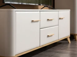 Mobile Porta tv Beige Marrone Rovere 2 Cassetti un Ripiano 154x40x52.5h cm, 2 Ante - Terento