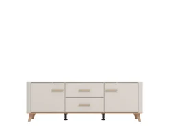Mobile Porta tv Beige Marrone Rovere 2 Cassetti un Ripiano 154x40x52.5h cm, 2 Ante - Terento