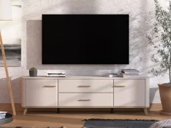 Mobile Porta tv Beige Marrone Rovere 2 Cassetti un Ripiano 179.5x40x52.5h cm, 2 Ante - Gosaldo