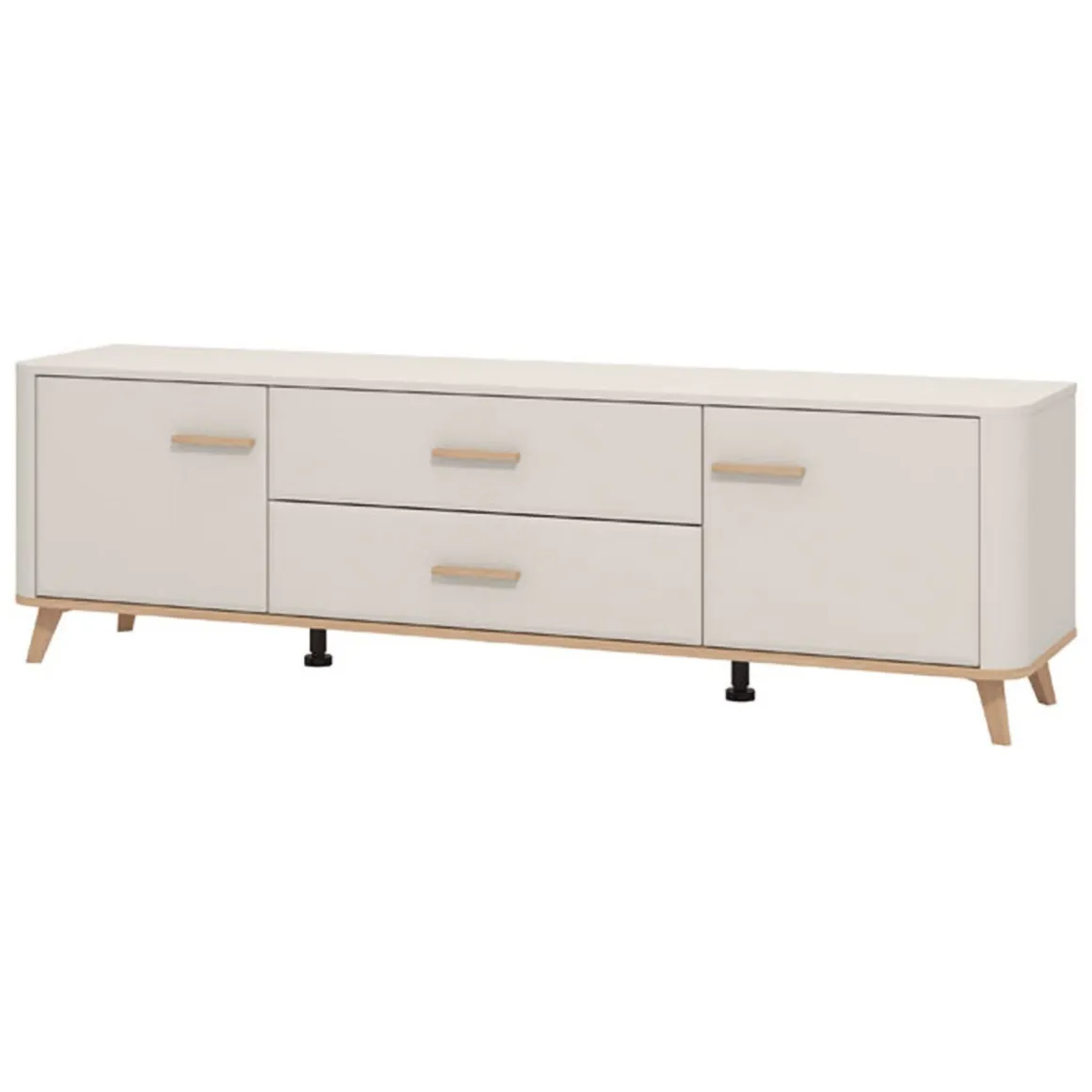 Mobile Porta tv Beige Marrone Rovere 2 Cassetti un Ripiano 179.5x40x52.5h cm, 2 Ante - Gosaldo