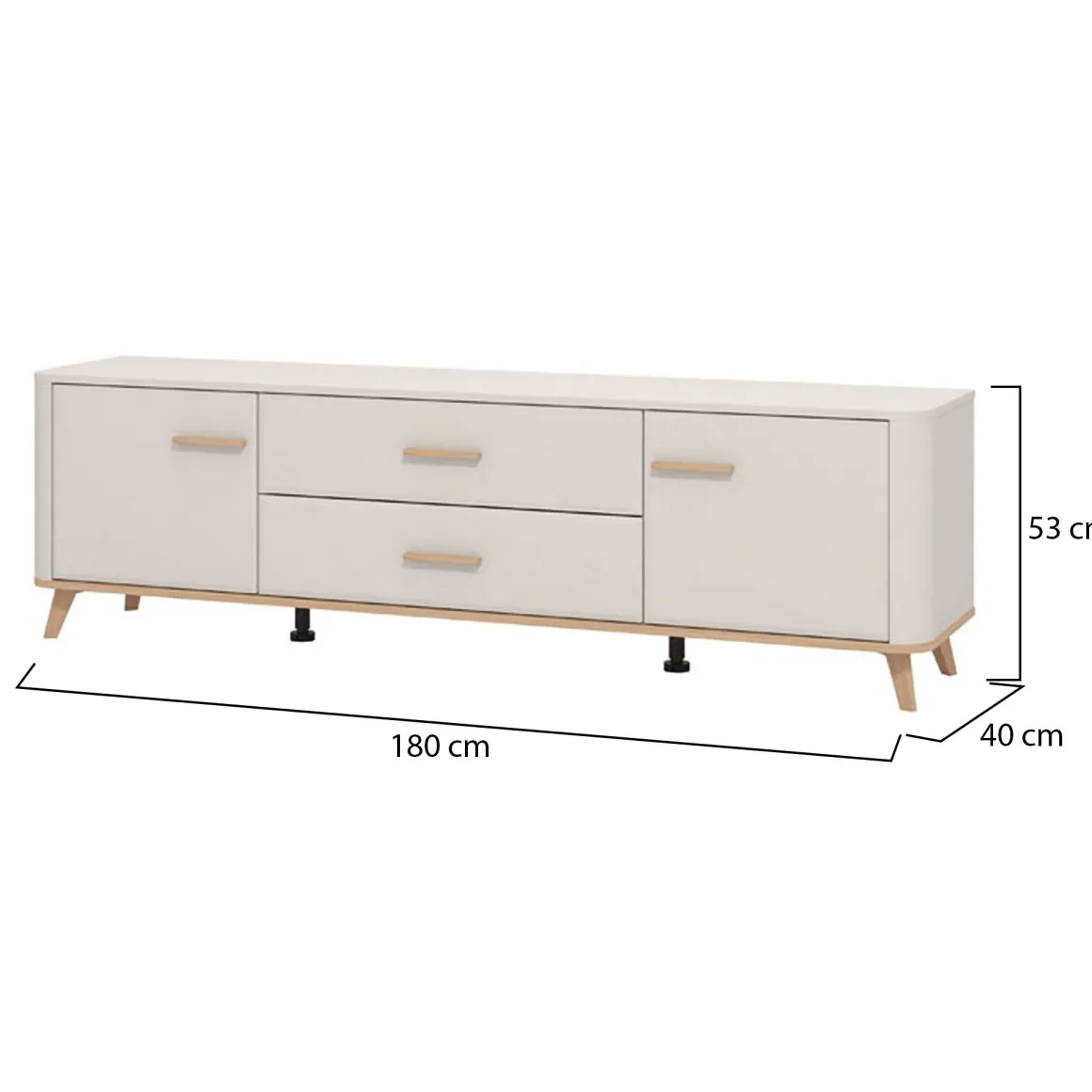 Mobile Porta tv Beige Marrone Rovere 2 Cassetti un Ripiano 179.5x40x52.5h cm, 2 Ante - Gosaldo