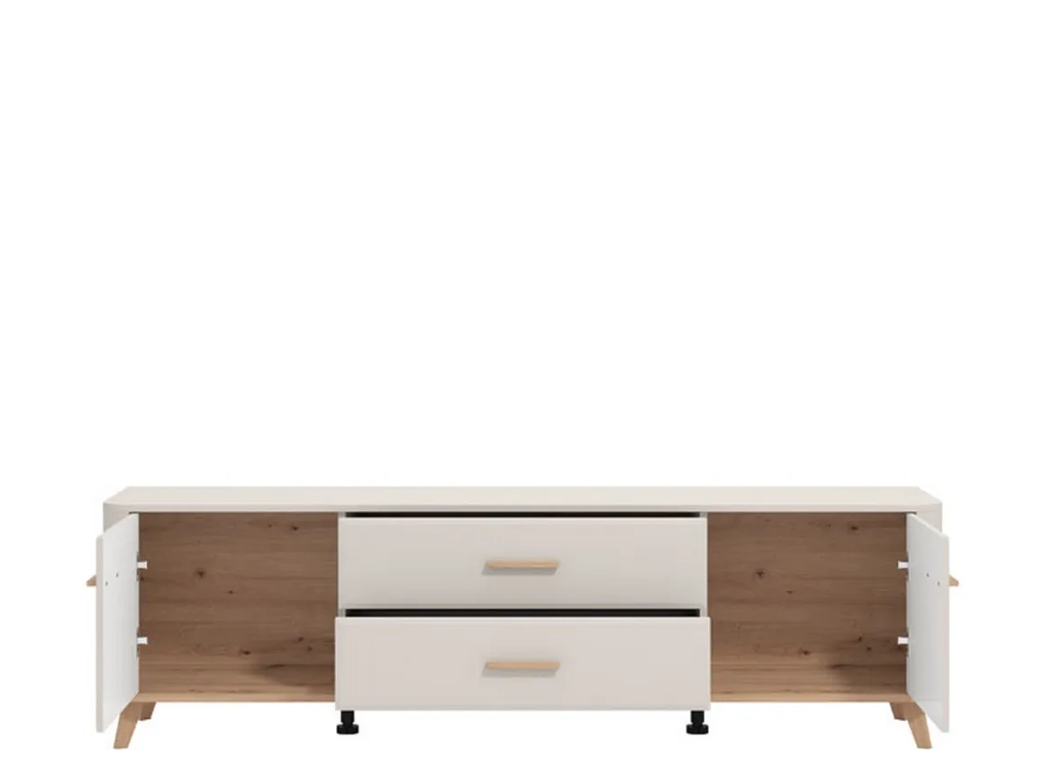 Mobile Porta tv Beige Marrone Rovere 2 Cassetti un Ripiano 179.5x40x52.5h cm, 2 Ante - Gosaldo