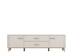 Mobile Porta tv Beige Marrone Rovere 2 Cassetti un Ripiano 179.5x40x52.5h cm, 2 Ante - Gosaldo
