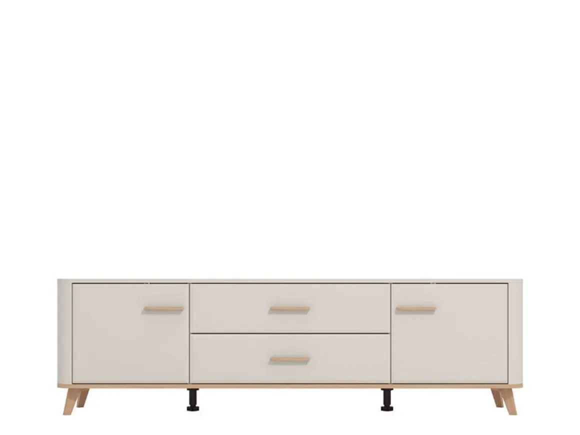 Mobile Porta tv Beige Marrone Rovere 2 Cassetti un Ripiano 179.5x40x52.5h cm, 2 Ante - Gosaldo