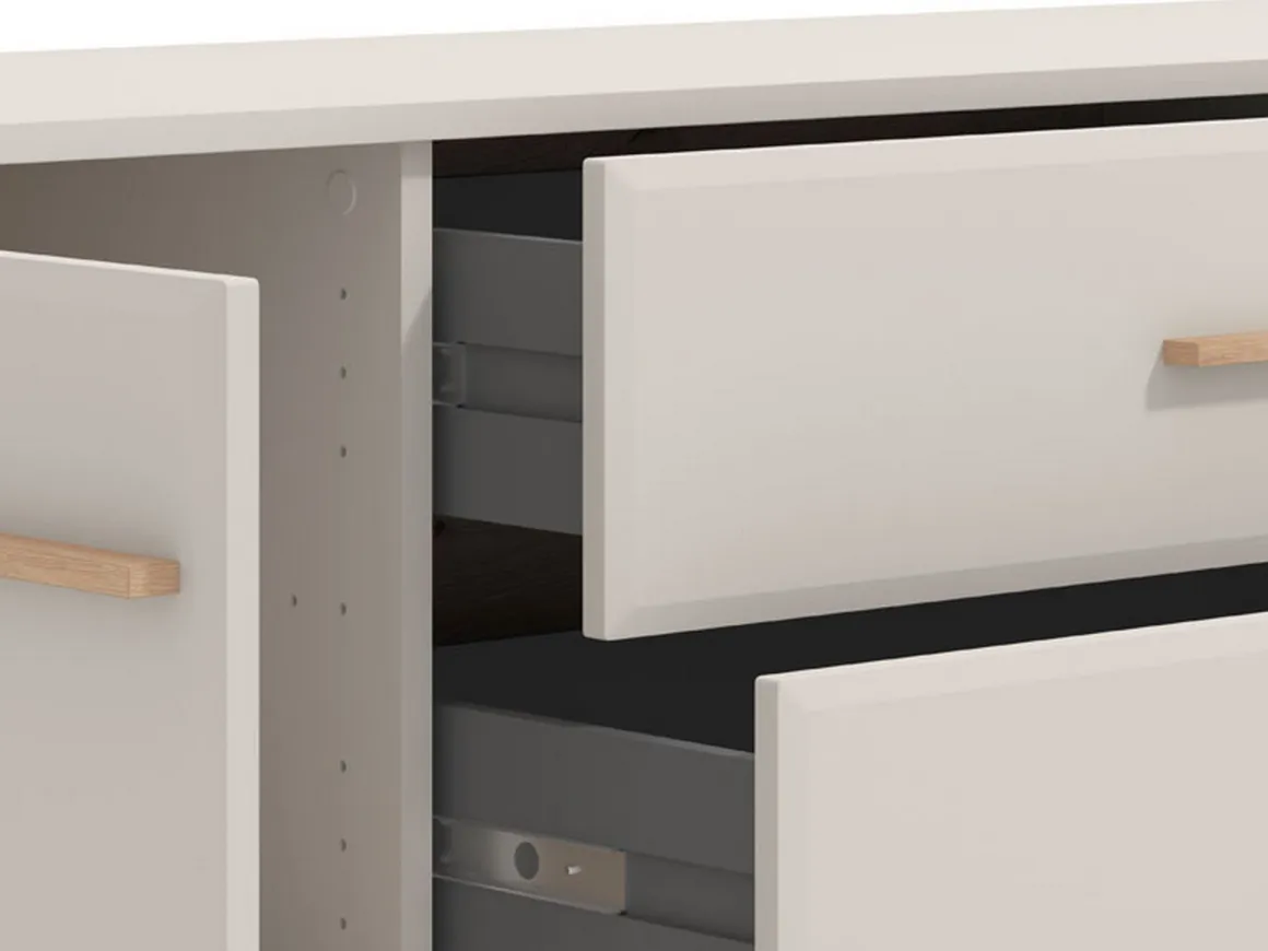 Mobile Porta tv Beige Marrone Rovere 2 Cassetti un Ripiano 179.5x40x52.5h cm, 2 Ante - Gosaldo