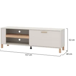Mobili Porta Tv > Dmora Mobile Porta tv Beige Marrone Rovere Modulabile un Ripiano 200x30x31h cm, 2 Ante - Sindia Marrone, Beige Rovere