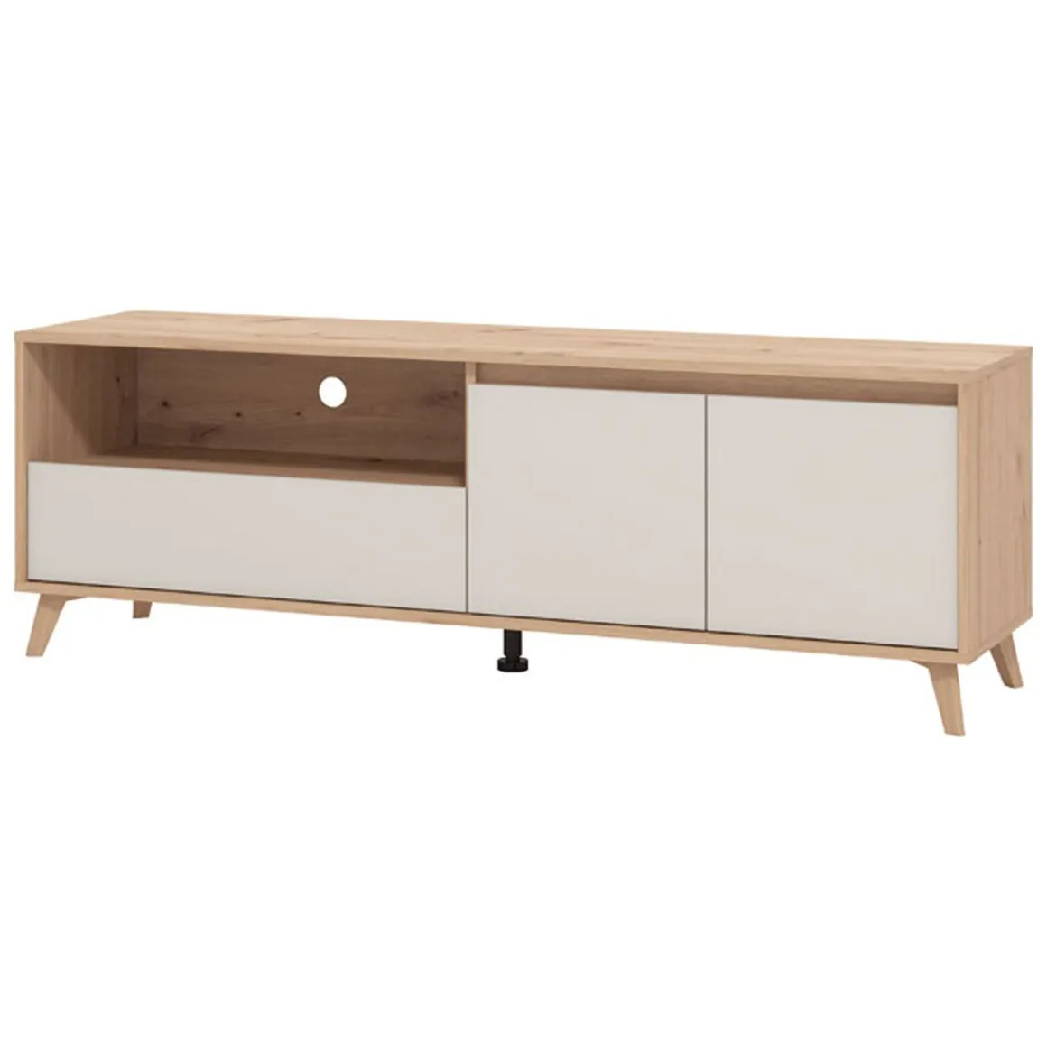 Mobili Porta Tv > Dmora Mobile Porta tv Beige Marrone Rovere Nodi un Cassetto 4 Ripiani 189x40x52h cm, 2 Ante - Cavour Marrone, Beige Rovere Nodi