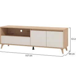 Mobili Porta Tv > Dmora Mobile Porta tv Beige Marrone Rovere Nodi un Cassetto 4 Ripiani 189x40x52h cm, 2 Ante - Cavour Marrone, Beige Rovere Nodi