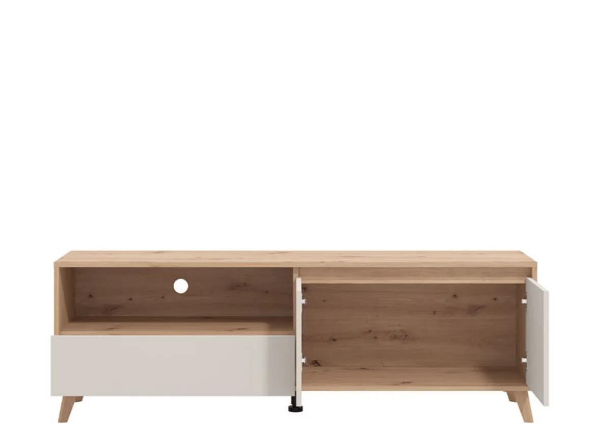 Mobili Porta Tv > Dmora Mobile Porta tv Beige Marrone Rovere Nodi un Cassetto 4 Ripiani 189x40x52h cm, 2 Ante - Cavour Marrone, Beige Rovere Nodi