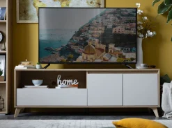 Mobili Porta Tv > Dmora Mobile Porta tv Beige Marrone Rovere Nodi un Cassetto 4 Ripiani 189x40x52h cm, 2 Ante - Cavour Marrone, Beige Rovere Nodi