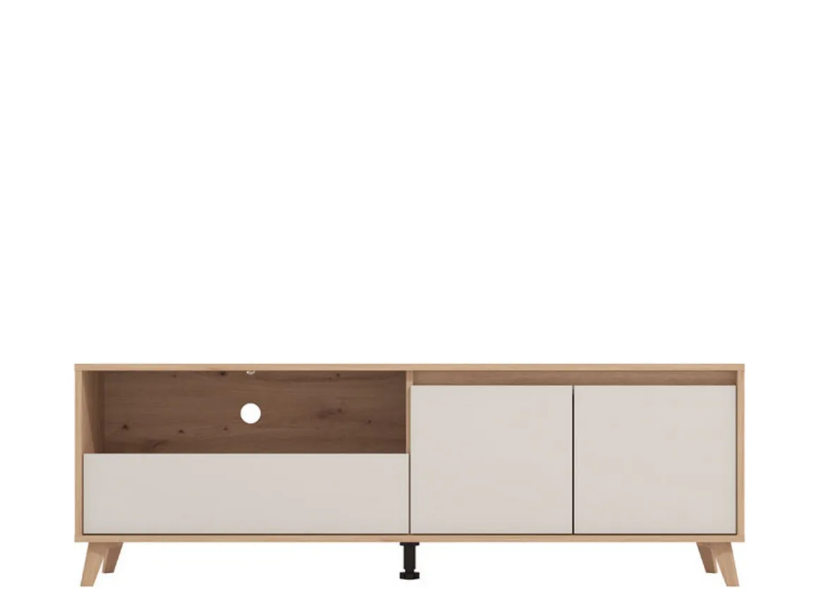 Mobili Porta Tv > Dmora Mobile Porta tv Beige Marrone Rovere Nodi un Cassetto 4 Ripiani 189x40x52h cm, 2 Ante - Cavour Marrone, Beige Rovere Nodi