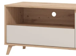 Mobili Porta Tv > Dmora Mobile Porta tv Beige Marrone Rovere Nodi un Cassetto 4 Ripiani 189x40x52h cm, 2 Ante - Cavour Marrone, Beige Rovere Nodi