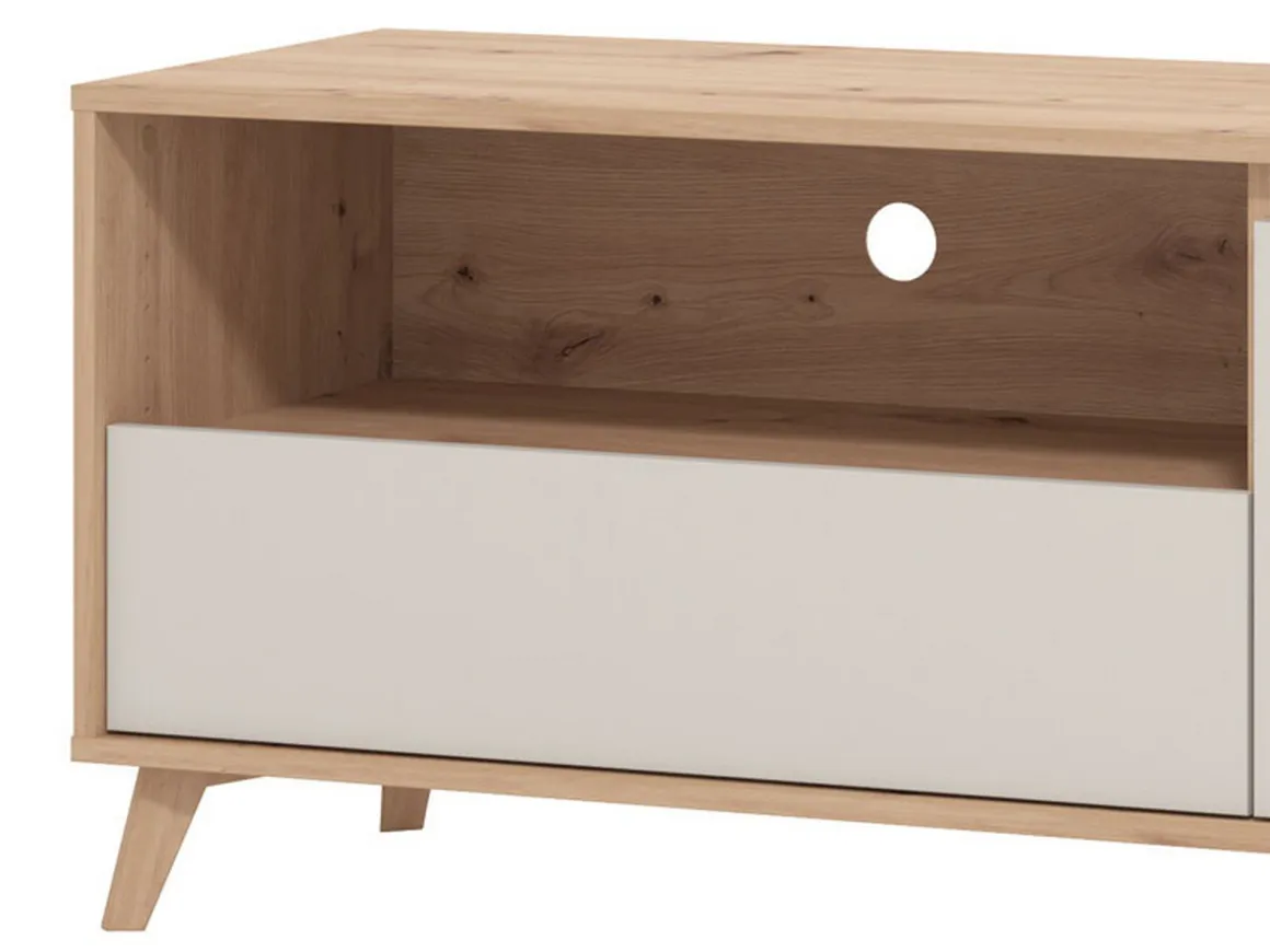 Mobili Porta Tv > Dmora Mobile Porta tv Beige Marrone Rovere Nodi un Cassetto 4 Ripiani 189x40x52h cm, 2 Ante - Cavour Marrone, Beige Rovere Nodi