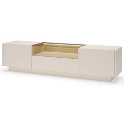 Mobili Porta Tv > Dmora Mobile Porta tv Beige Marrone Rovere un Ripiano 2 Ante 154x41.5x32h cm, 2 Vani - Carcare Marrone, Beige Rovere