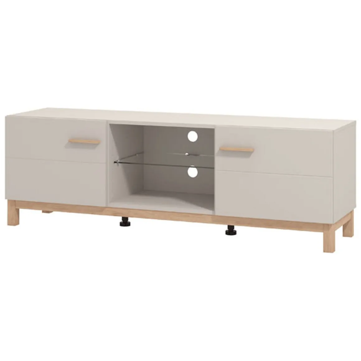 Mobile Porta tv Beige Marrone Rovere un Ripiano 2 Ante 154x41.5x50.5h cm, 4 Vani - Dosimo