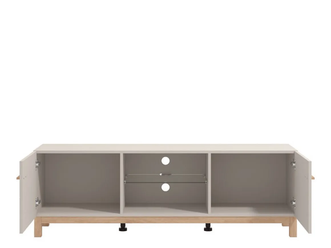 Mobile Porta tv Beige Marrone Rovere un Ripiano 2 Ante 154x41.5x50.5h cm, 4 Vani - Dosimo