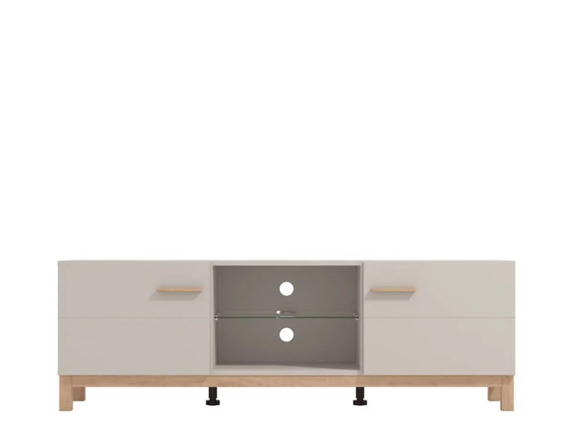 Mobile Porta tv Beige Marrone Rovere un Ripiano 2 Ante 154x41.5x50.5h cm, 4 Vani - Dosimo