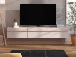 Mobile Porta tv Beige Marrone Rovere un Ripiano 3 Ante 192x41.5x32h cm, 3 Vani - Paitone