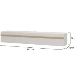 Mobile Porta tv Beige Marrone Rovere un Ripiano 3 Ante 192x41.5x32h cm, 3 Vani - Paitone