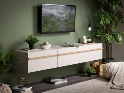 Mobile Porta tv Beige Marrone Rovere un Ripiano 3 Ante 192x41.5x32h cm, 3 Vani - Paitone