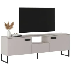 Mobile Porta tv Beige Nero un Cassetto 2 Ante 179x40x60h cm, 3 Vani - Careri
