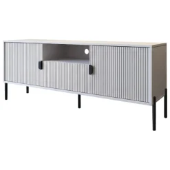 Mobili Porta Tv > Dmora Mobile Porta tv Beige Nero un Cassetto Ripiani 155x40x69h cm, 2 Ante - Rabattone Nero, Beige Cashmere