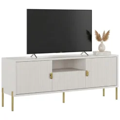 Mobile Porta tv Beige oro un Cassetto Ripiani 155x40x69h cm, 2 Ante - Rabattone