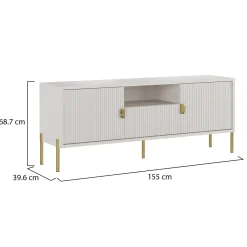 Mobile Porta tv Beige oro un Cassetto Ripiani 155x40x69h cm, 2 Ante - Rabattone