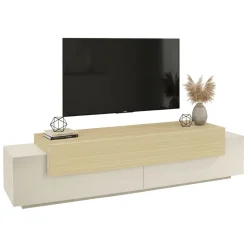 Mobile Porta tv Beige 3 Ripiani 4 Vani 200x45x51.5h cm, 3 Ante - Cassino
