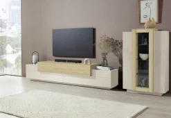 Mobile Porta tv Beige 3 Ripiani 4 Vani 200x45x51.5h cm, 3 Ante - Cassino