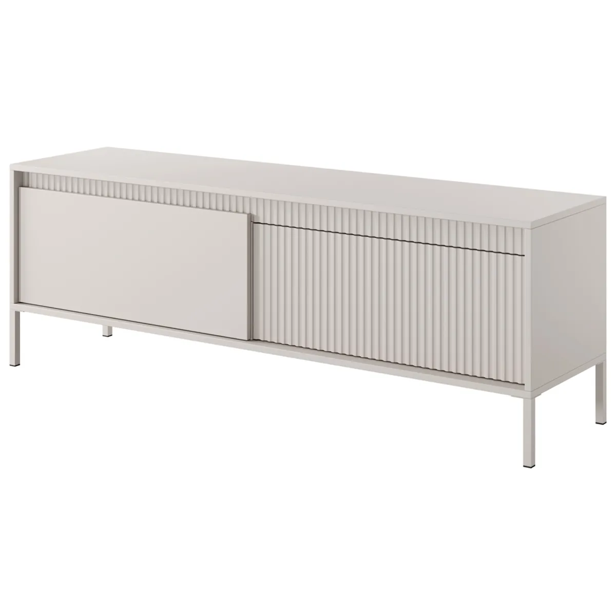 Mobili Porta Tv > Dmora Mobile Porta tv un Ripiano 2 Ante 154x40x53h cm, Anta Effetto Rigato - Kameza Beige