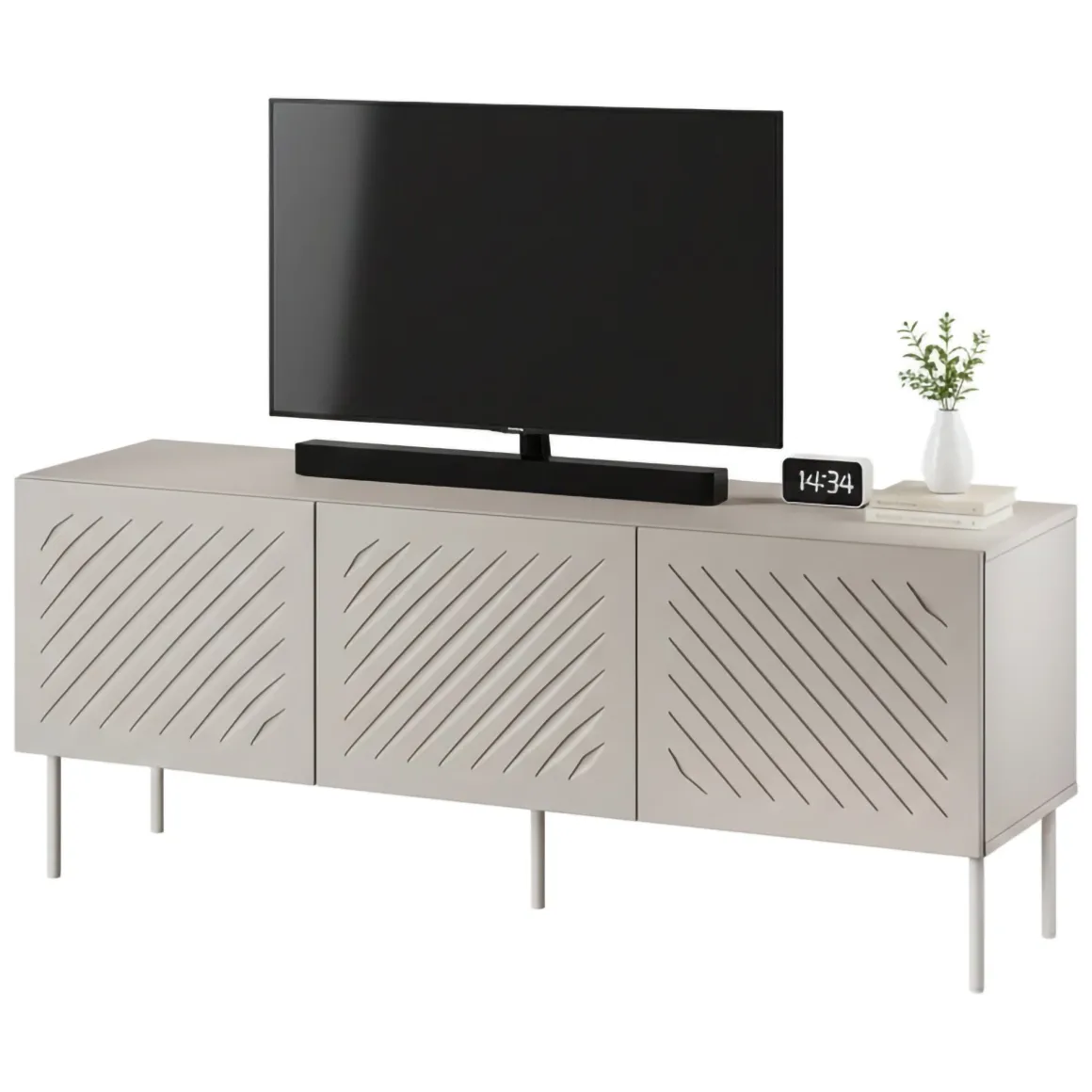 Mobile Porta tv Beige un Ripiano 3 Vani 150.5x42x60h cm, 3 Ante - Termoli