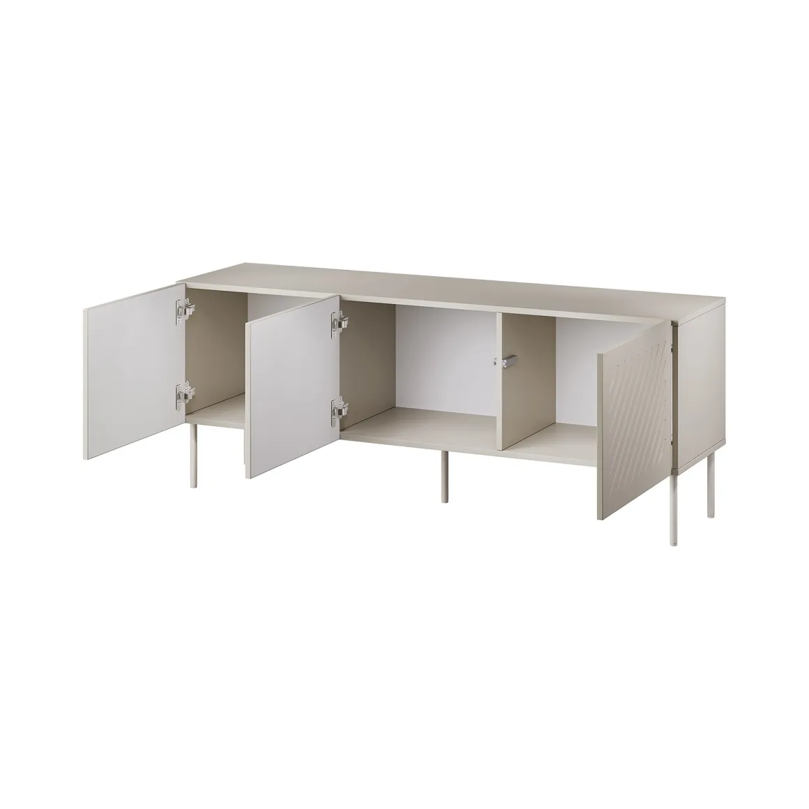 Mobile Porta tv Beige un Ripiano 3 Vani 150.5x42x60h cm, 3 Ante - Termoli