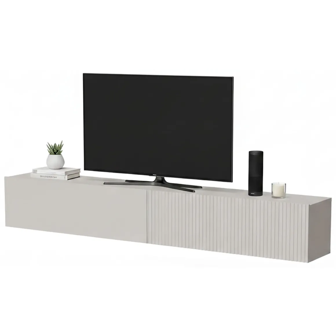 Mobile Porta tv Beige un Ripiano Modulabile 200x30x31h cm, 4 Vani - Sindia