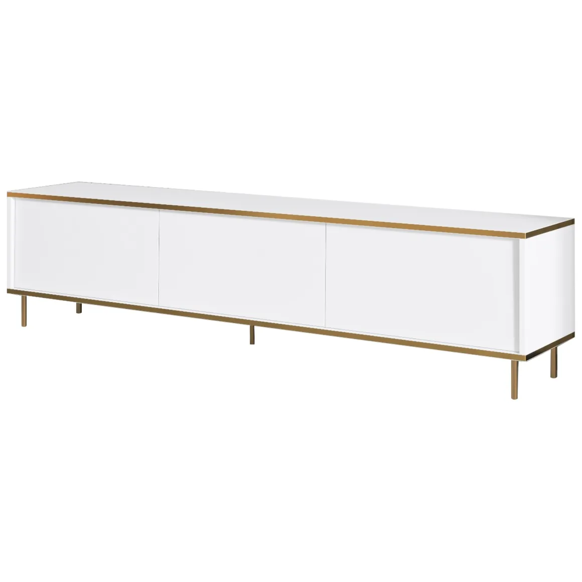 Mobile Porta tv Bianco 3 Ante con Finiture oro 180x35x45h cm, 3 Vani - Sassello