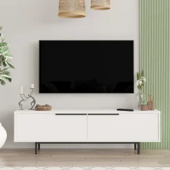 Mobile Porta tv Bianco 2 Ante 2 Vani 160x36x45h cm, Apertura a Ribalta - Palmi