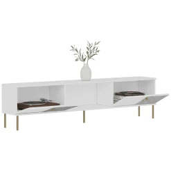 Mobile Porta tv Bianco 2 Ante 3 Vani 180x30x45h cm, Apertura a Ribalta - Imerese
