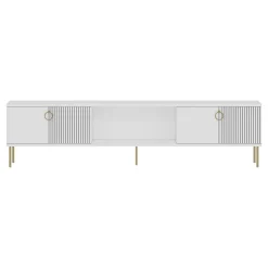 Mobile Porta tv Bianco 2 Ante 3 Vani 180x30x45h cm, Apertura a Ribalta - Imerese