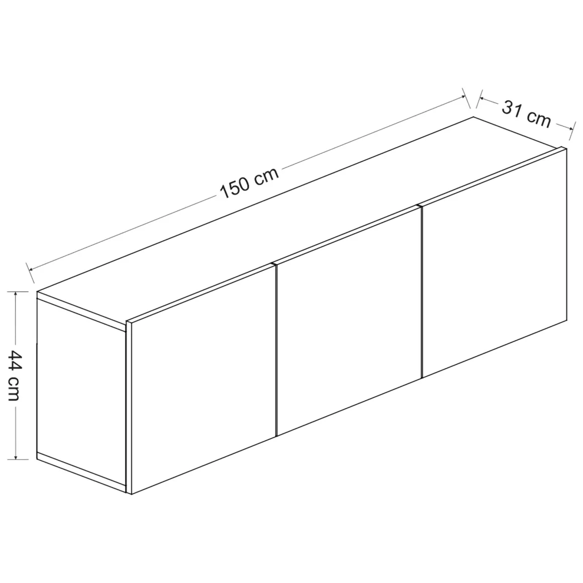 Mobile Porta tv Bianco 3 Ante 3 Vani 150x31x44h cm, Apertura Battente - Osidda