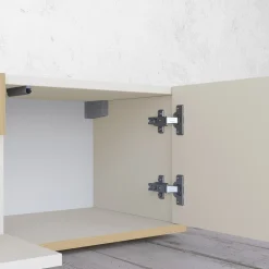 Mobili Porta Tv > Dmora Mobile Porta tv Bianco Cashmere Marrone Rovere Chiaro 3 Ripiani 3 Ante 200x35x30h cm, 4 Vani Made in Italy - Oxanna Marrone Rovere chiaro, Bianco Cashmere