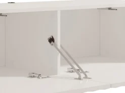 Mobili Porta Tv > Dmora Mobile Porta tv Bianco Crema Beige un Ripiano 2 Ante 128x42x32h cm, 2 Vani - Vetto Beige, Bianco Crema