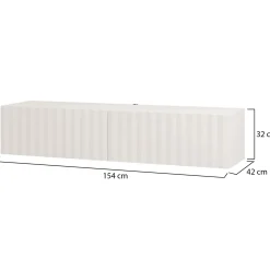 Mobile Porta tv Bianco Crema Beige un Ripiano 2 Ante 154x42x32h cm, 2 Vani - Maderno